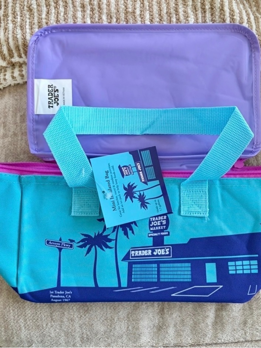 Trader Joe's MINI Insulated Tote Lunch Bag IN Sea Blue 2026 New